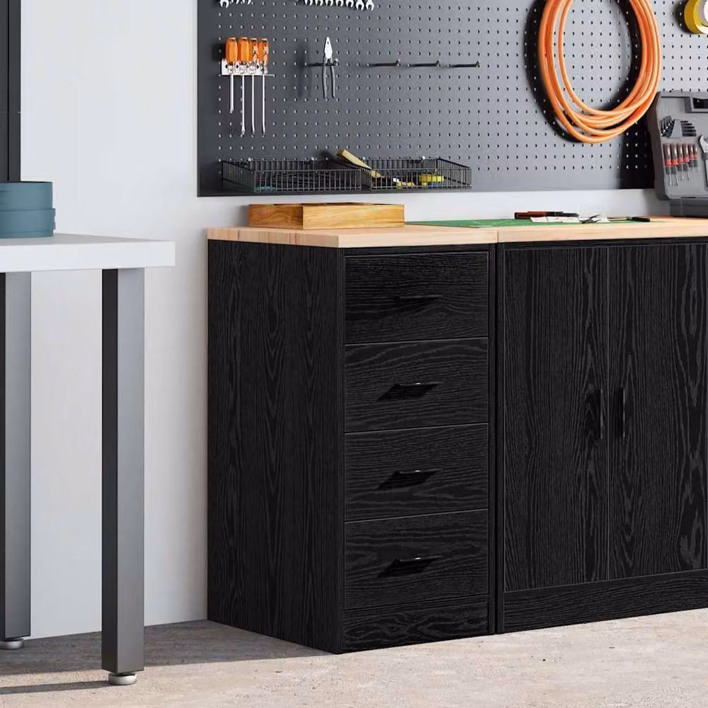 Berkfield Home Black Garage Storage Cabinet in Solid Pine Wood, W/D/H: 40 x 51 x 85 cm – 2
