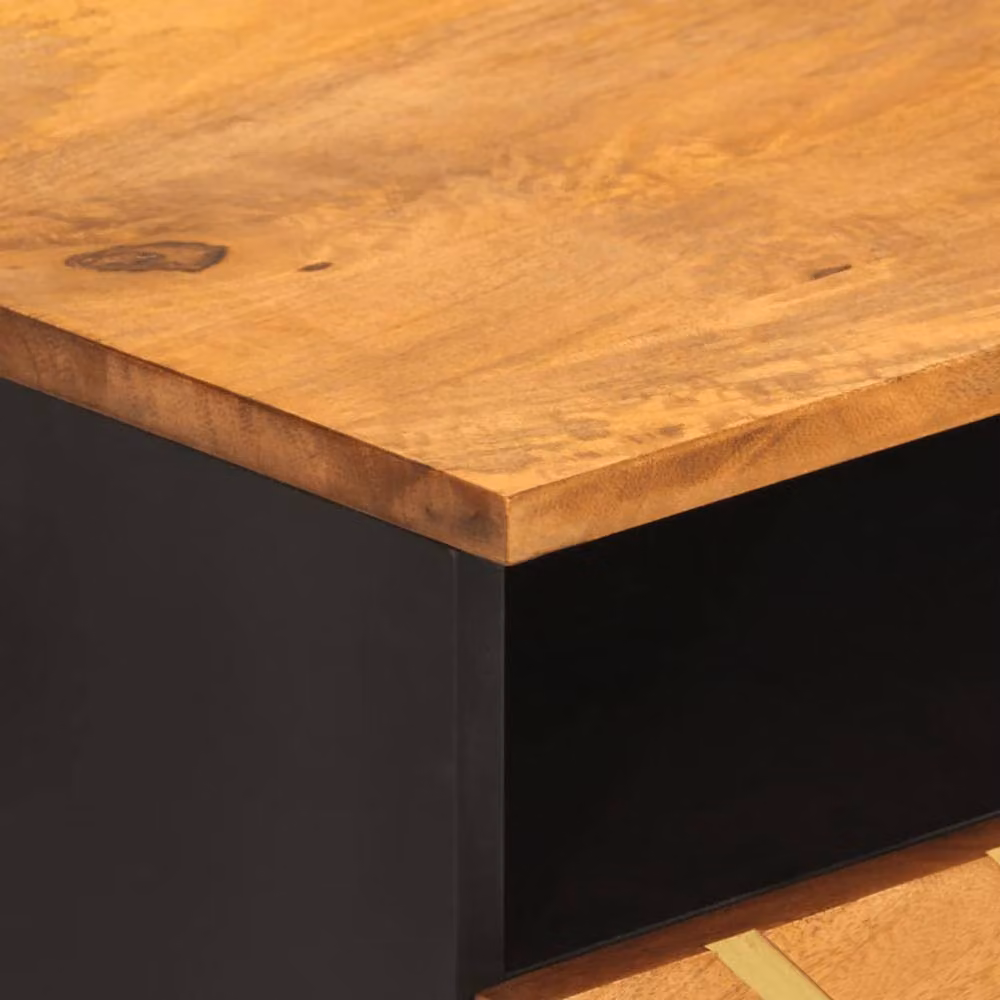 Berkfield Home Industrial Mango Wood Coffee Table in Brown and Black, W/D/H: 80 x 54 x 40 cm – 5
