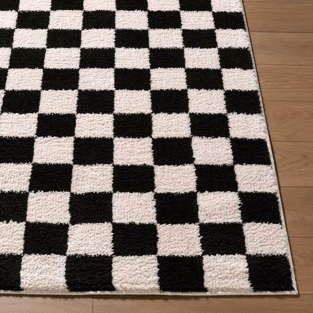 Livabliss Fossay Checked Shag Rug in Black, W: 200 cm, D: 275 cm – 5