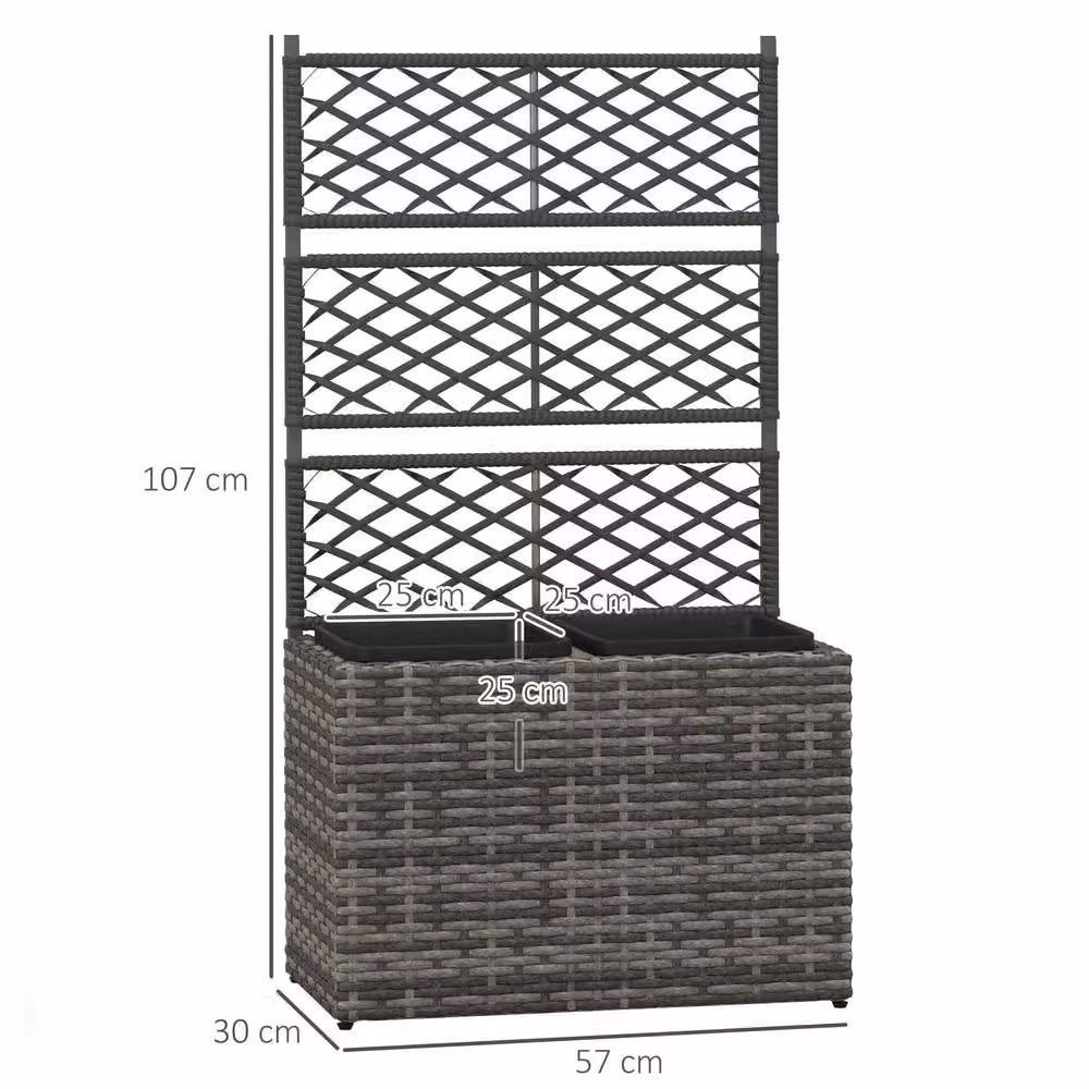 STILVORA Grey Raised Planter with Trellis made of Galvanised Steel, W/D/H: 57 x 25 x 22 cm – 2