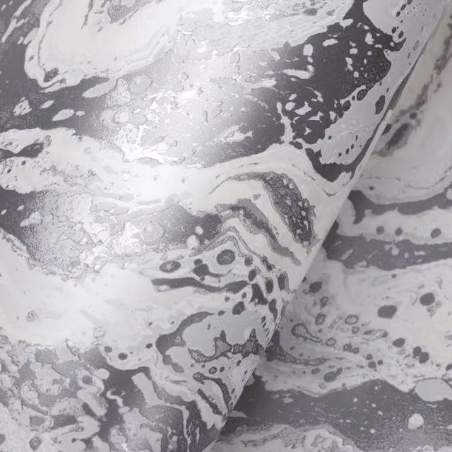 Muriva Abstract Marble Wallpaper in Grey and Silver – 2