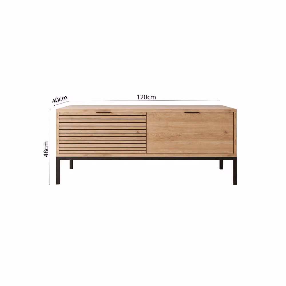 BIMOSSA Alya Modern TV Unit in Brown with Storage for TVs up to 48 inches, Width: 120 cm – 2