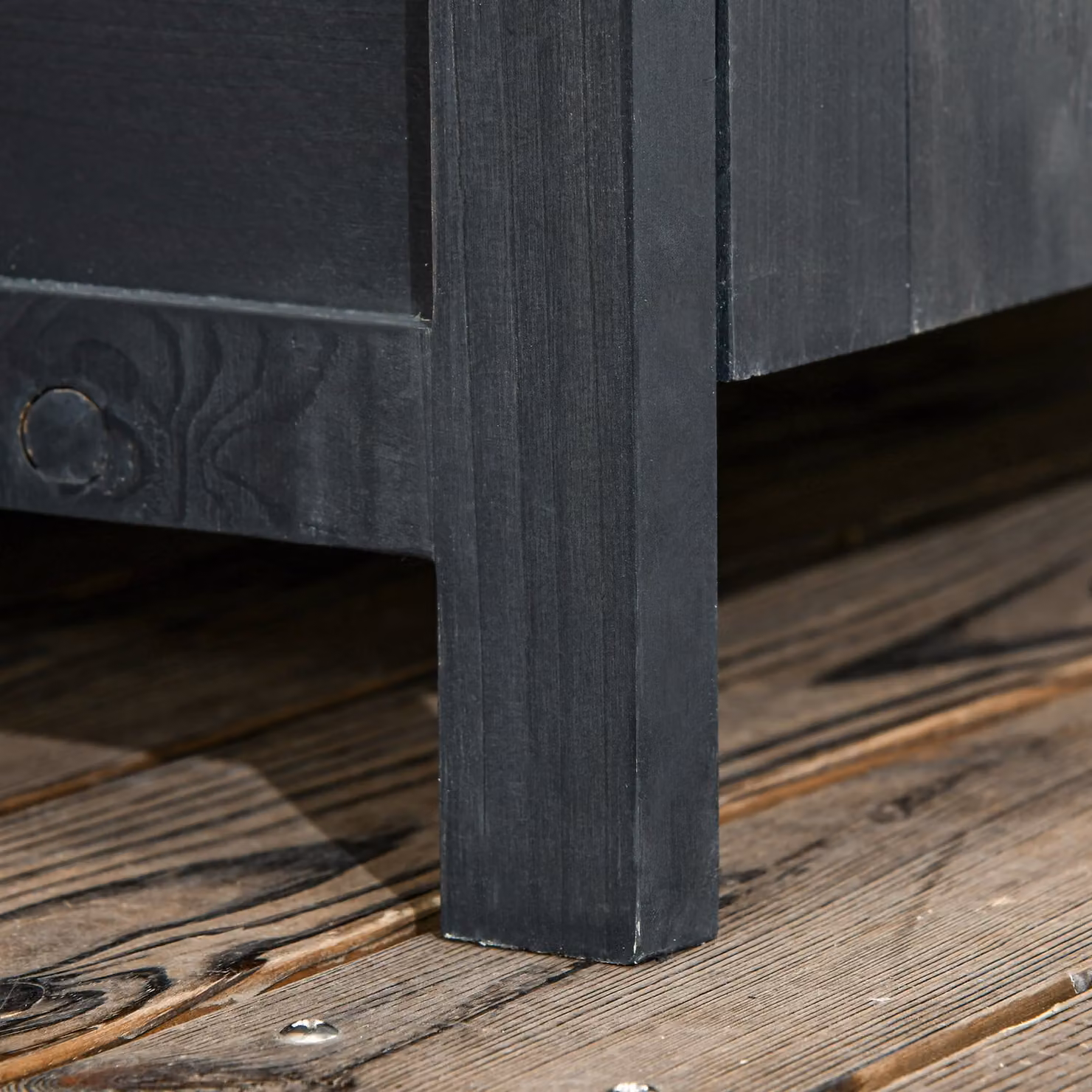 Outsunny Grey Wooden Garden Storage Cabinet with Lockable Double Doors and Internal Shelving, W/D/H: 84 x 52 x 188 cm – 7