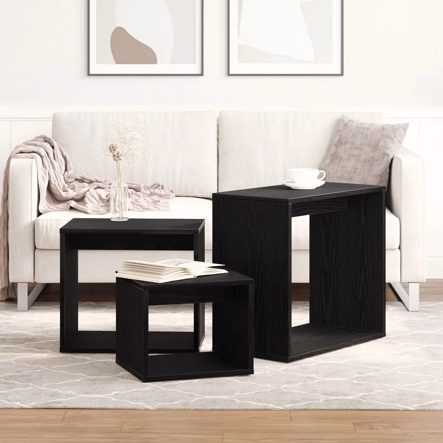 Berkfield Home Nesting Tables Set of 3 in Black Oak Matt MDF – 4