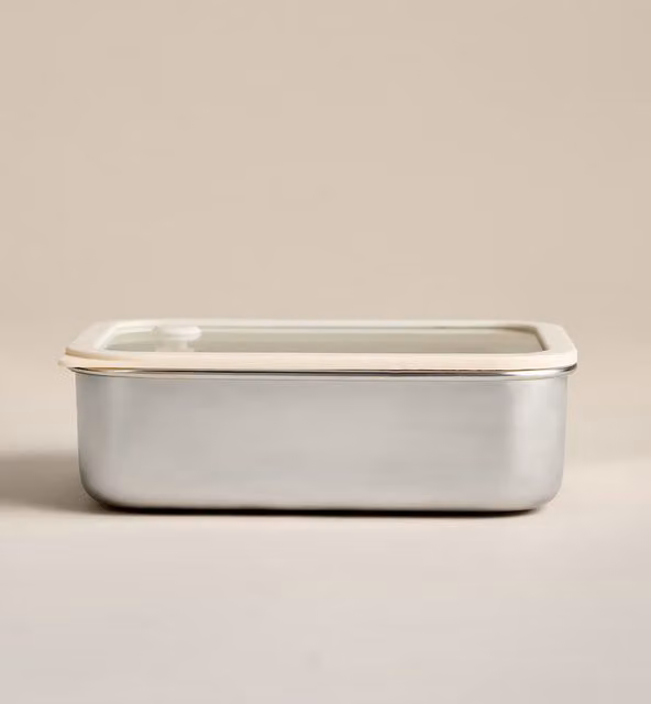 M&S Leakproof Stainless Steel Food Storage Container in Beige and Silver