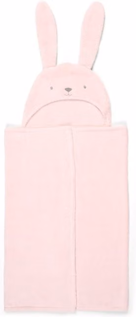Mamas & Papas Fluffy Cotton Terry Hooded Bunny Baby Towel in Pink