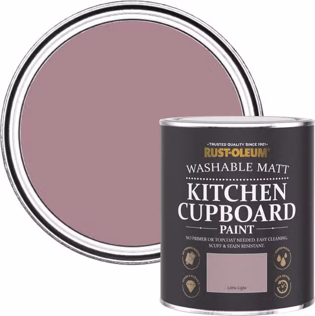 Rust-Oleum Matt Kitchen Cupboard Paint in Pink or Green, 750ml
