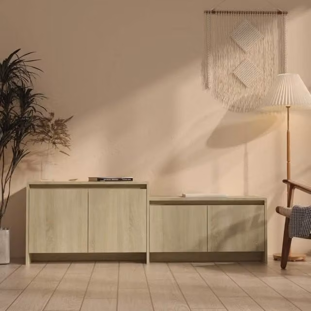 Berkfield Home Sonoma Oak TV Cabinet in Beige, W: 146.5 cm, D: 35 cm, H: 50 cm – 1