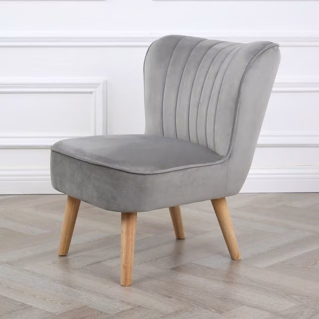 Shaun Velvet Accent Chair with Golden Legs in Grey by Home Garden Direct