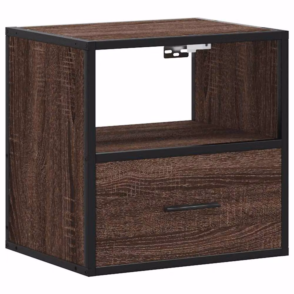 Berkfield Home Wall-mounted Bedside Cabinet, Brown Oak, W: 40 cm, D: 31 cm, H: 39.5 cm – 3