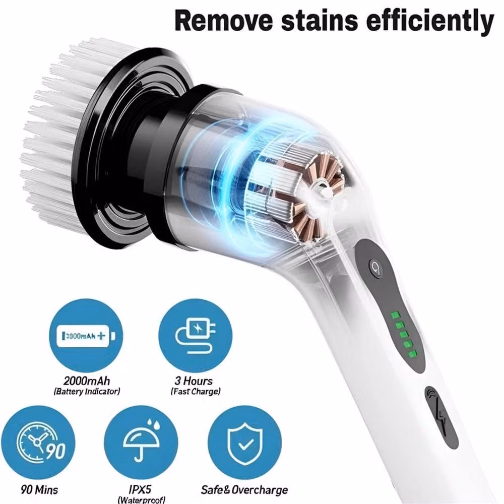 Nordara 9 in 1 Electric Spin Scrubber Cleaning Brush in White – 6