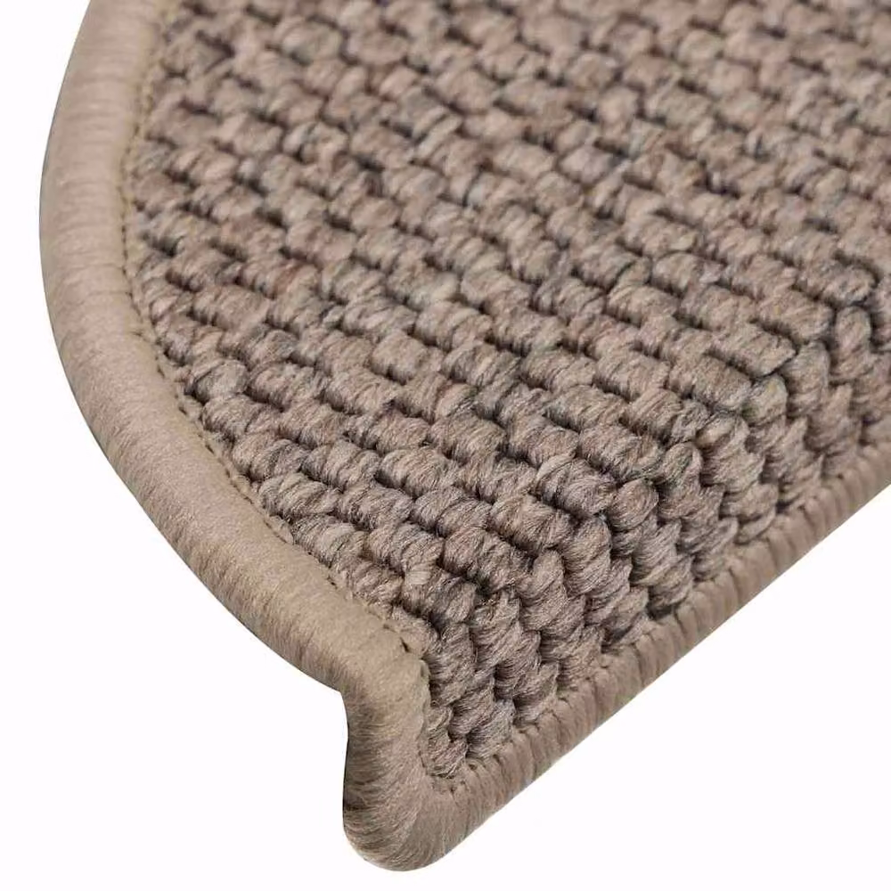Berkfield Home Self-adhesive Sisal-Look Stair Mats, 15 Pieces, Dark Beige, W: 56 cm, D: 17 cm, H: 3 cm – 3