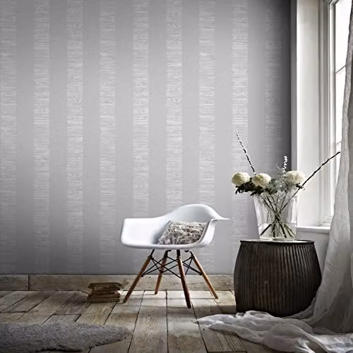 Graham & Brown Boutique Silver Mara Stripe Abstract Modern Wallpaper – 2