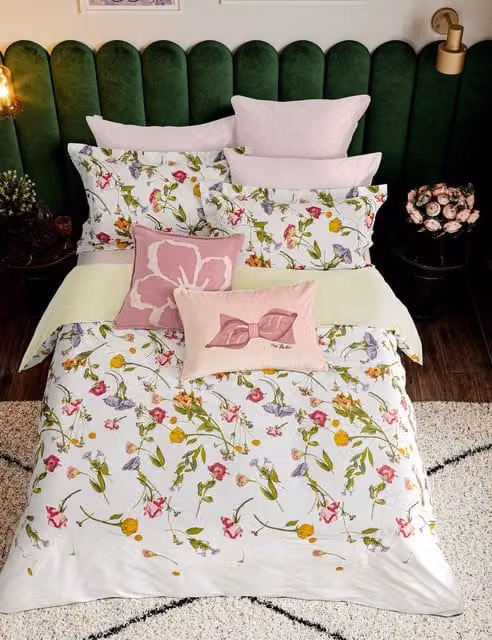Ted Baker Scattered Bouquet Reversible Floral Cotton Percale Bedding Set, Multicolour, W: 180 cm, L: 200 cm
