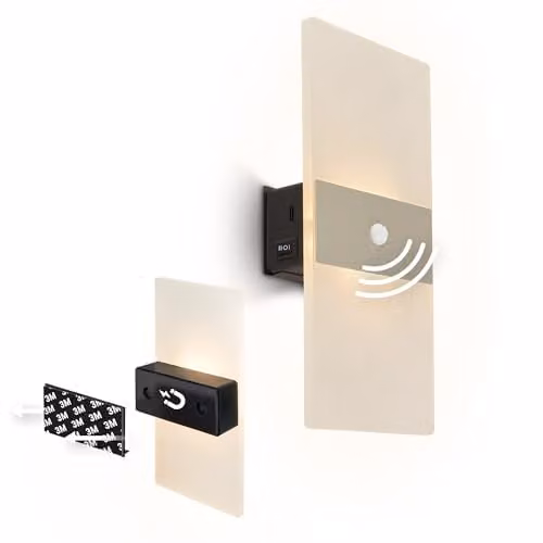 Briloner Sticklights Rechargeable LED Wall Light with Motion Sensor, Gold/Brass, W/D/H: 22 x 4 x 10 cm