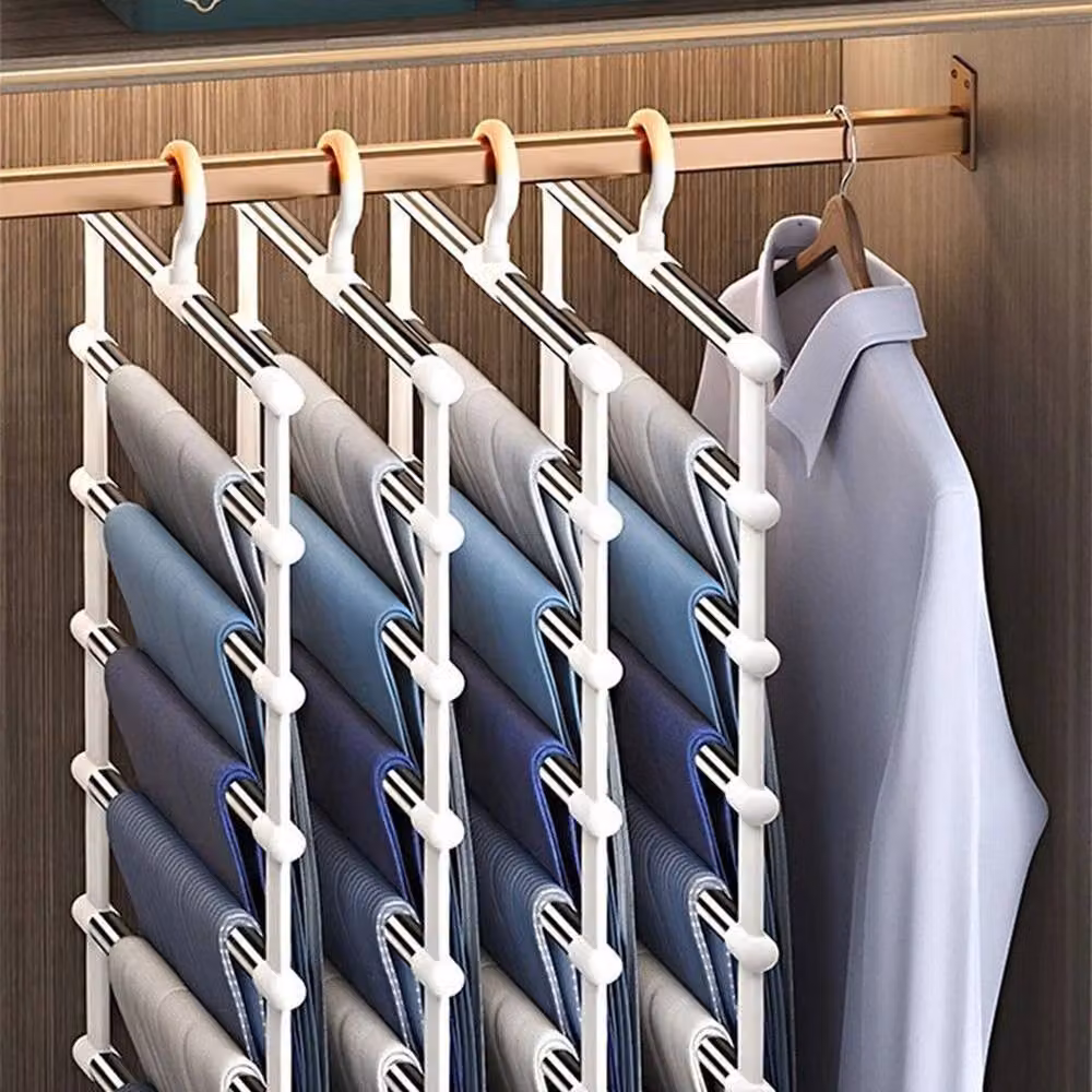 SPETLEK Non-slip Telescopic Pants Storage in White and Silver, Large – 3