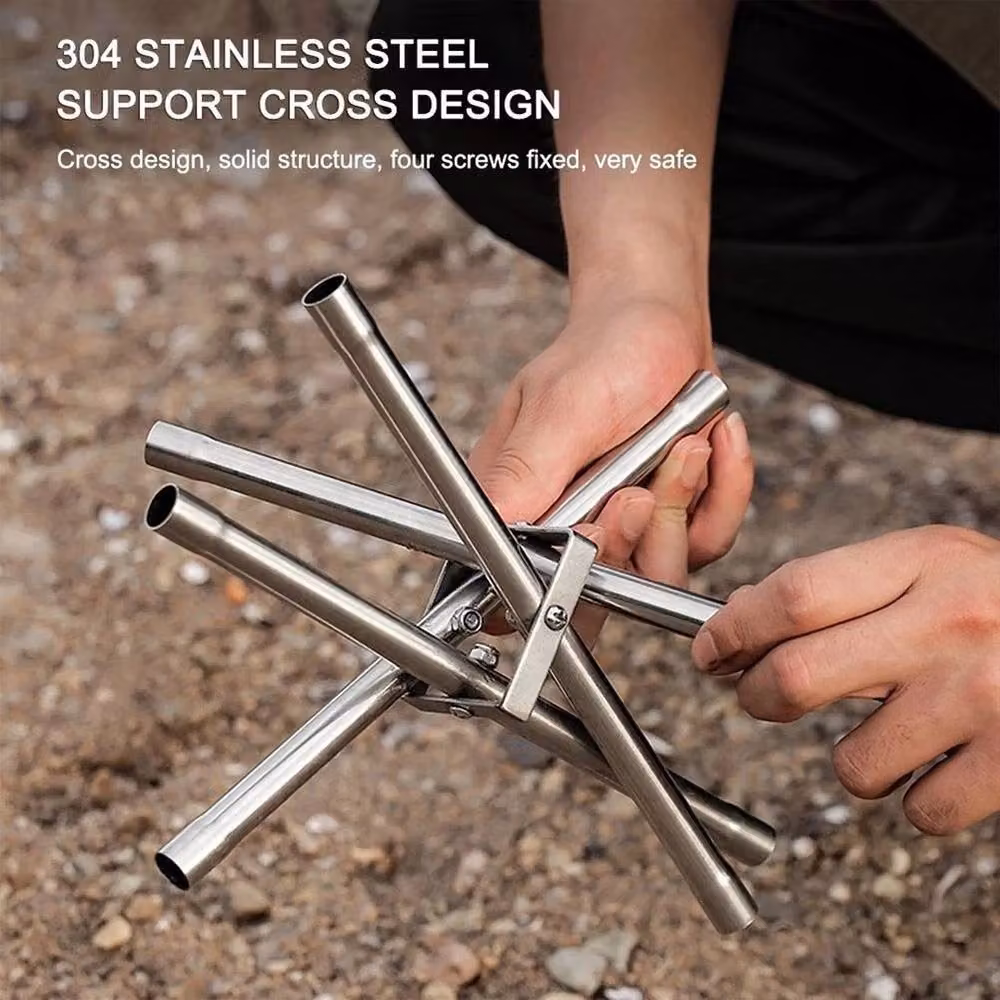 EONLION Portable Folding Stainless Steel Fire Pit in Silver, Diameter: 100 cm – 3