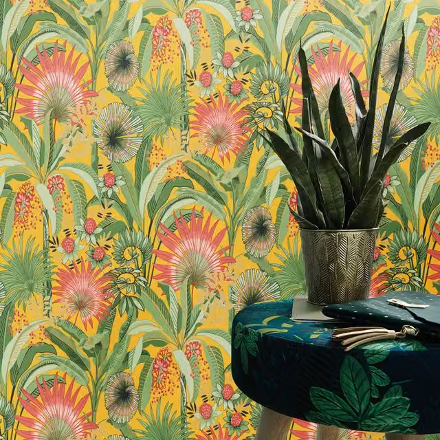 Erismann Yellow Botanical Floral Vinyl Wallpaper Roll