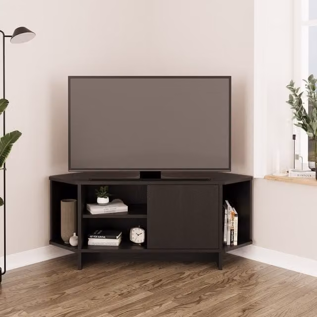 Bimossa Teo Corner TV Stand in Matt Black MDF
