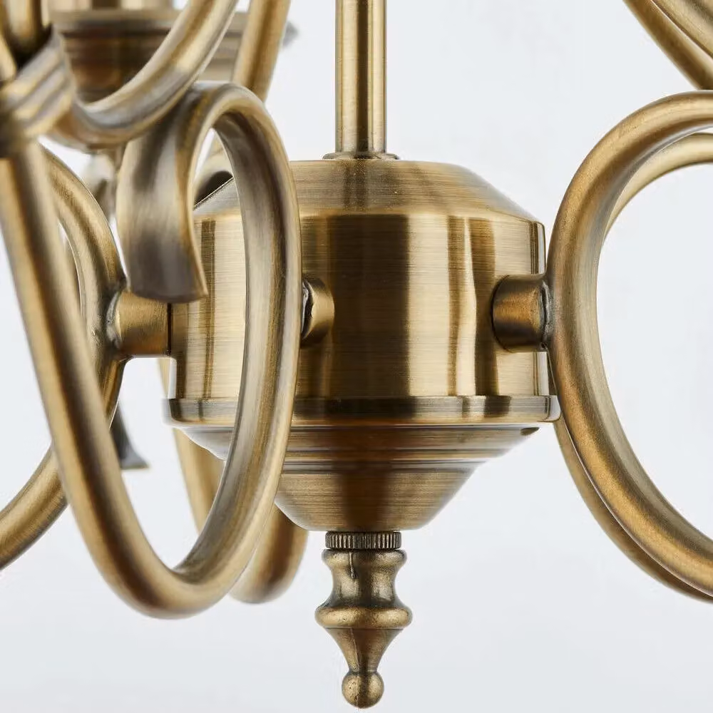 Loops Vintage 5-Shade Hanging Ceiling Pendant Light in Antique Brass – 4