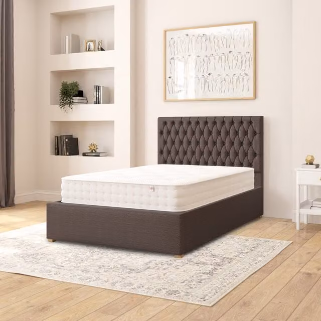 Aspire Upholstered Ottoman Storage Bed in Grey Fabric, W/D/H: 120 x 200 cm