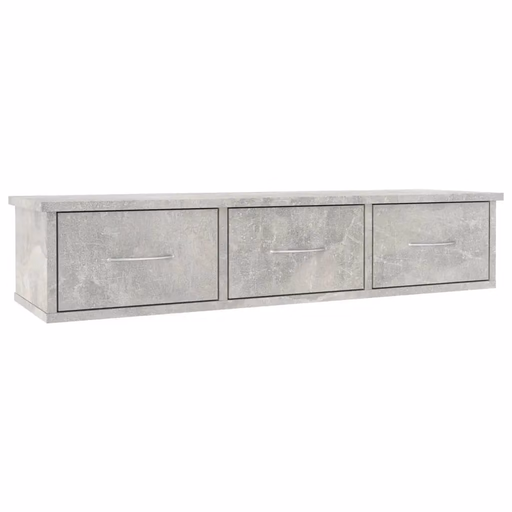 Berkfield Home Wall-mounted Drawer Shelf in Concrete Grey, W: 88 cm, D: 26 cm, H: 18.5 cm – 2