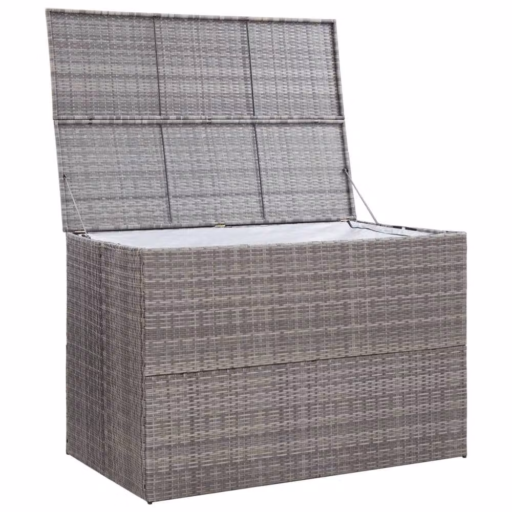 Berkfield Home Garden Grey Poly Rattan Storage Box W/D/H: 150 x 100 x 100 cm – 3