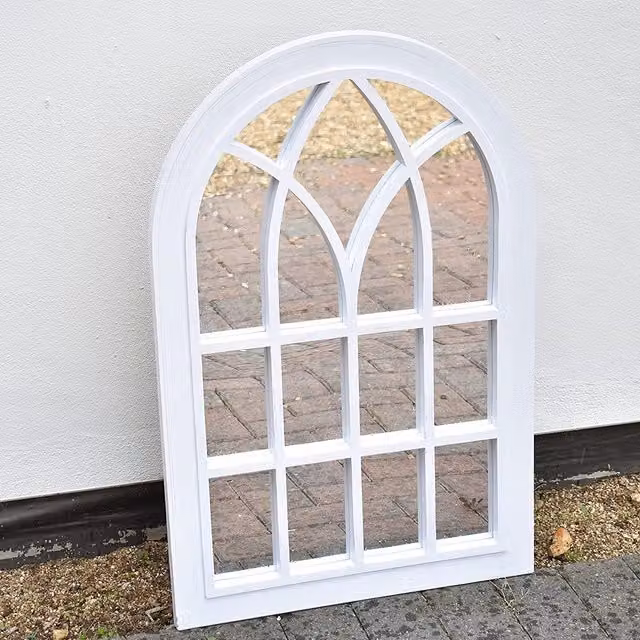 DEENZ White Vintage Window Style Rectangular Wall Mirror, W: 92 cm, H: 62 cm