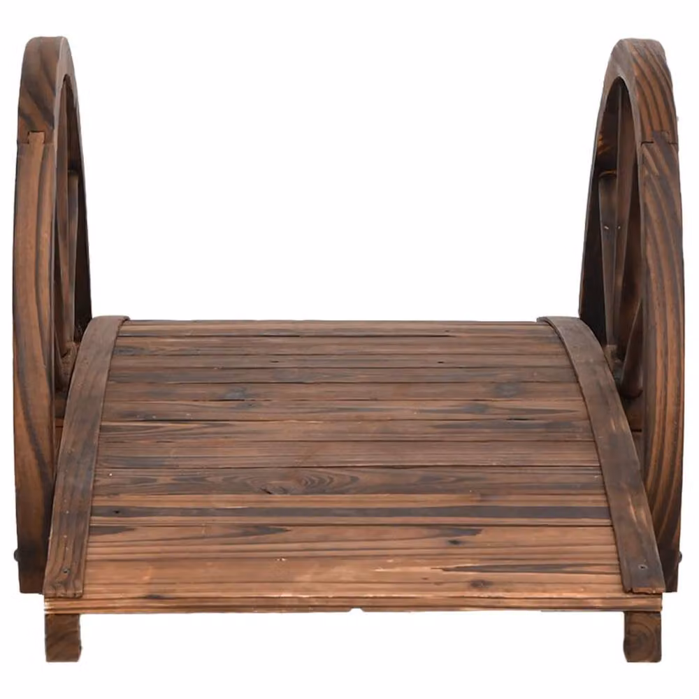 Berkfield Home Garden Bridge with Half-wheel in Brown Solid Wood, W/D/H: 99 x 50 x 38 cm – 3