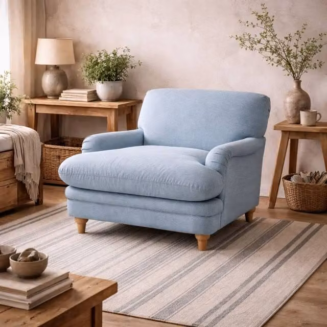 Wyld Haus Bambola Armchair in Duck Egg Blue Chenille Fabric – 1