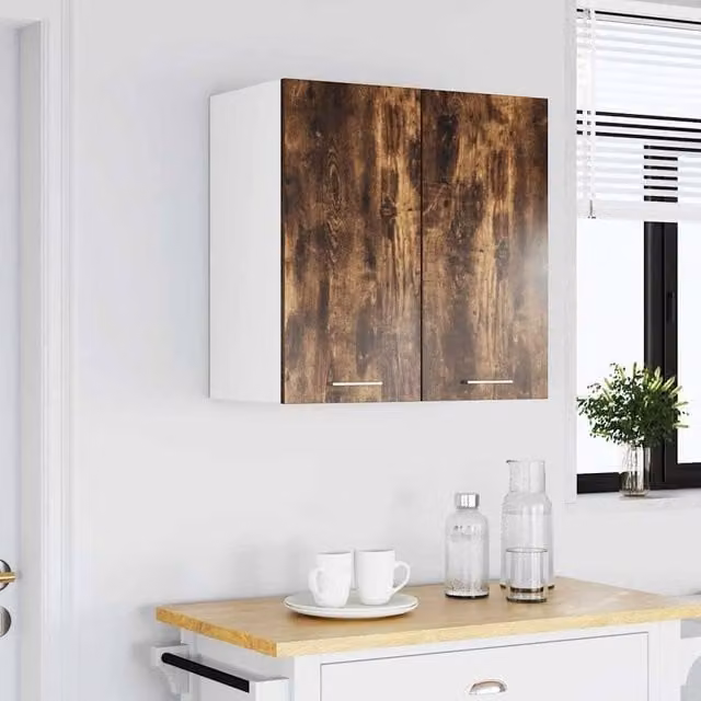 Berkfield Home Smoked Oak Hanging Kitchen Cabinet in Brown, W/D/H: 60 x 31 x 60 cm – 1