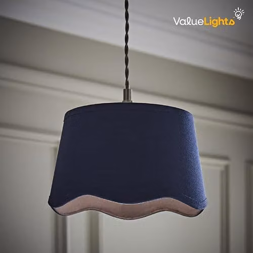 ValueLights Mabel Large Scallop Edge Linen Lamp Shade in Blue – 4