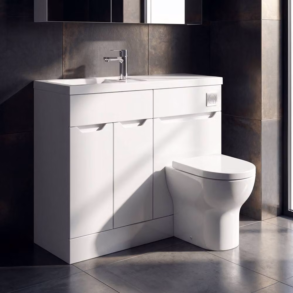 Balterley Teddesley Compact 2 Door Combination Vanity Basin and WC Unit in White, W: 100 cm, H: 85.5 cm – 2