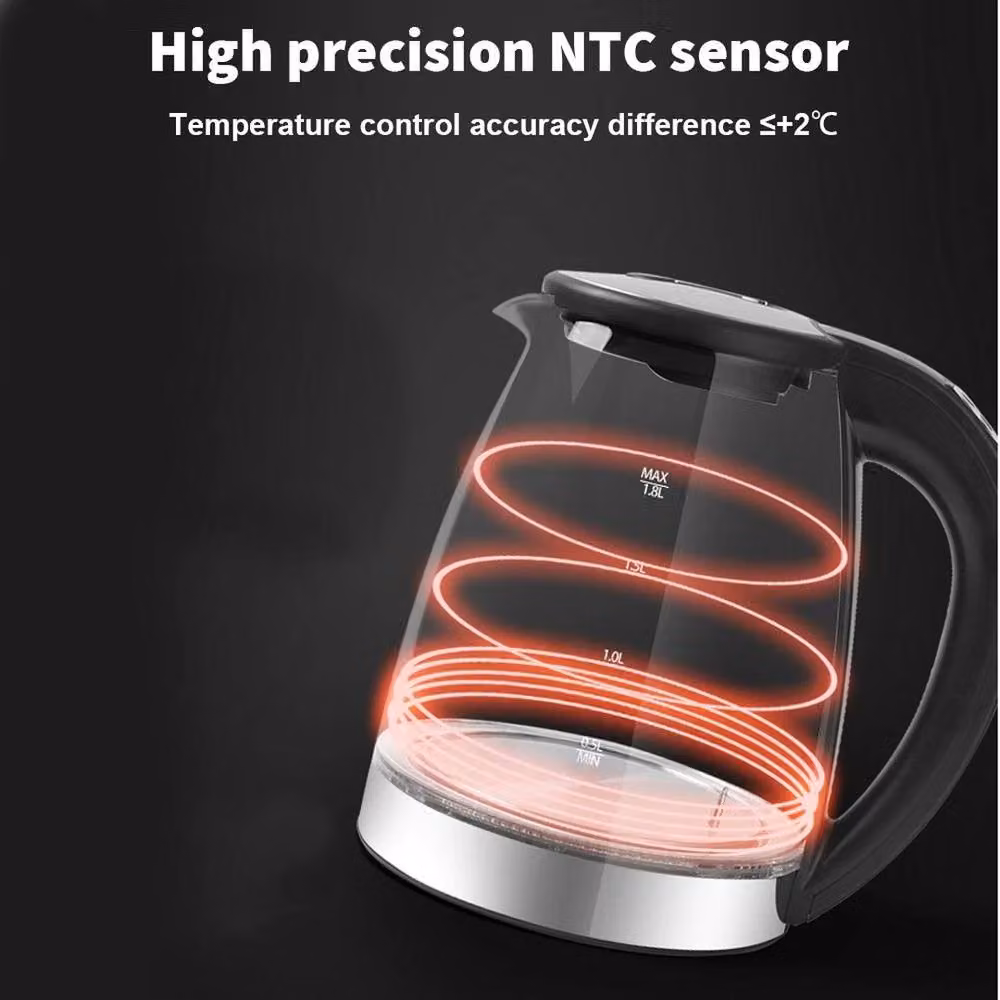 FORGEVIO Intelligent LED Illuminated Electric Glass Kettle, Black, 1.8 l – 2