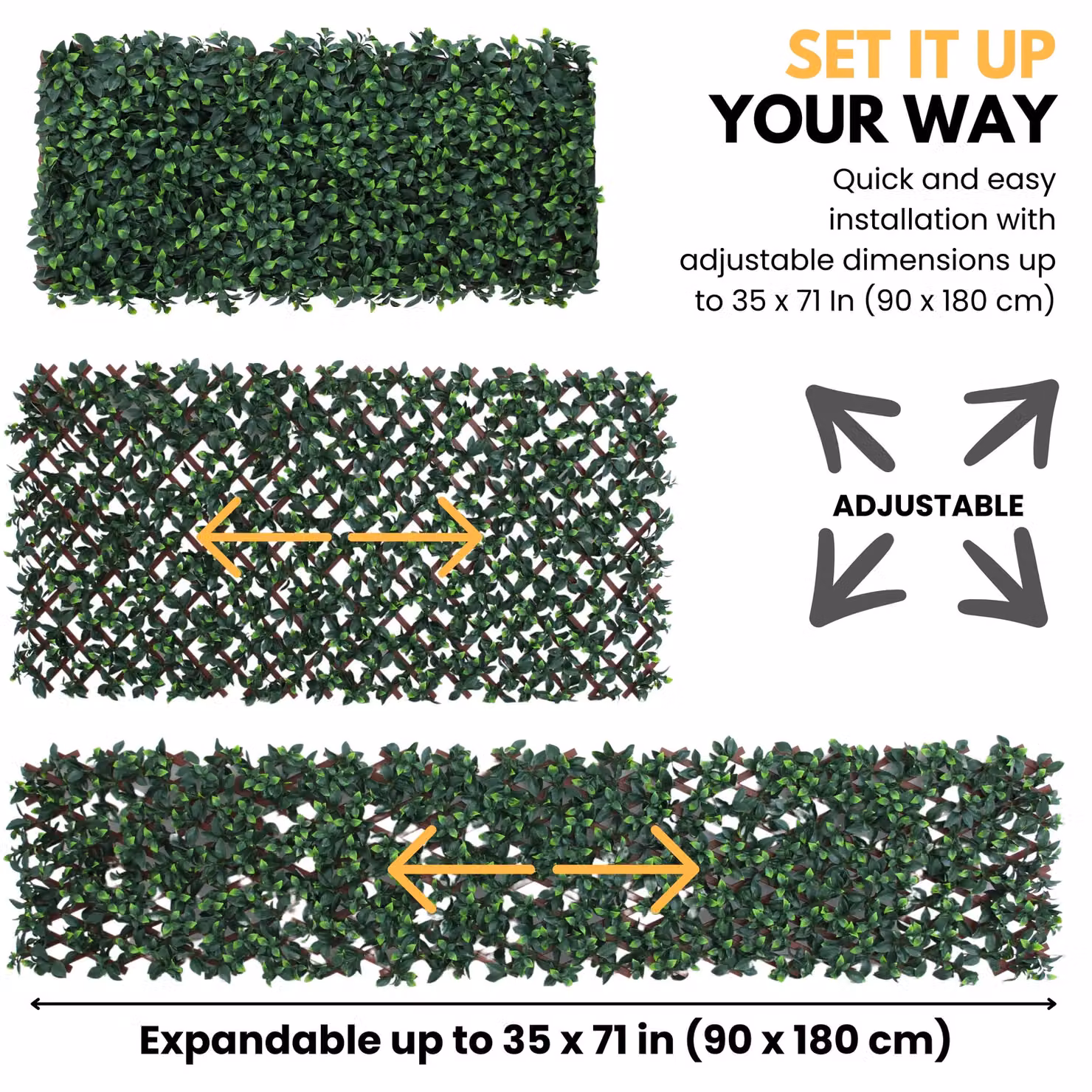 Novecrafto Expanding Trellis Garden Privacy Screen with Artificial Green Leaves – 4