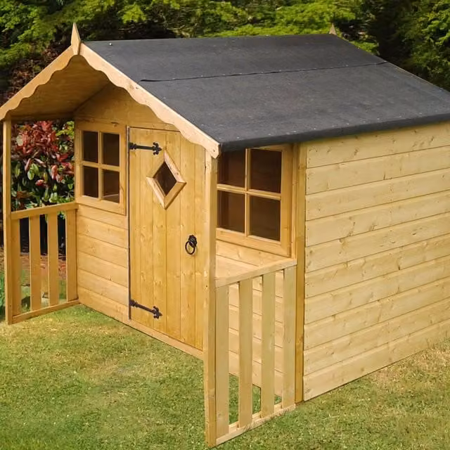 Shires Antique Brown Wooden Cubby Playhouse for Children, H 179.0 cm x W 167.2 cm x D 80.0 cm – 1
