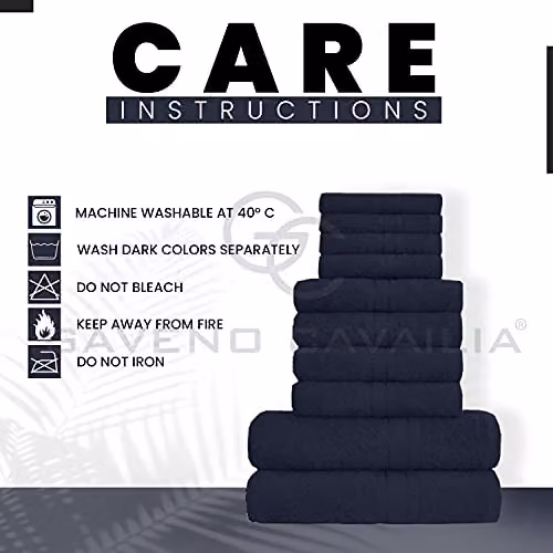 GAVENO CAVAILIA 10 Piece Egyptian Cotton Towel Set in Blue – 4