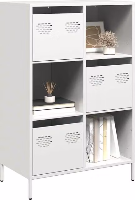 Berkfield Home White Steel Highboard with Internal Drawers, W/D/H: 68 x 39 x 103.5 cm