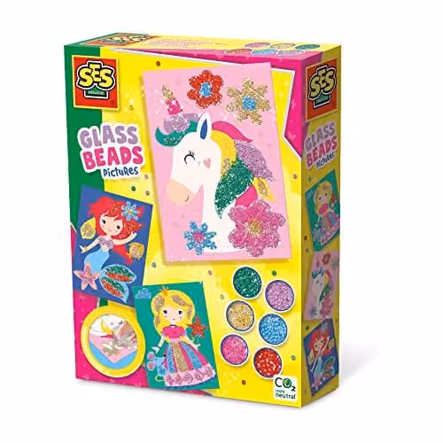 SES Creative 14132 Glass Beads Pictures in Pink and Multicolour