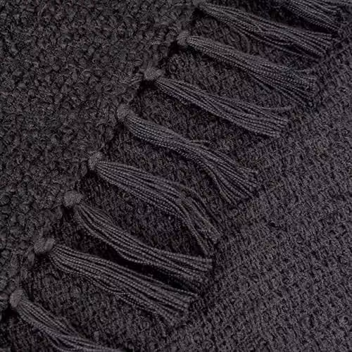 Riva Home Black Cotton Throw with Fringes W/D/H: 130 x 170 cm – 3