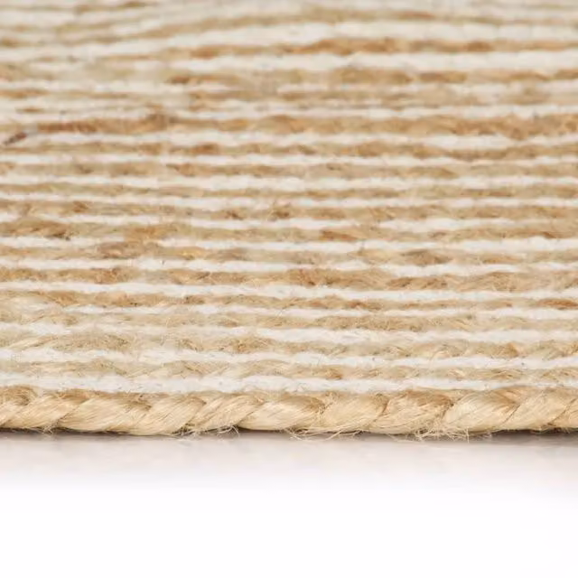 Berkfield Home Handmade Round Jute and Cotton Rug with White Spiral Wave Design, Diameter: 100 cm
