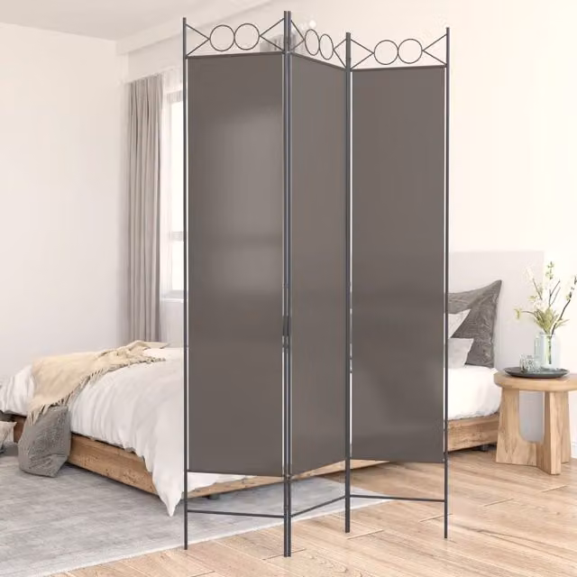 Berkfield Home 3-Panel Modern Room Divider in Anthracite Black Fabric, W/H: 120 x 200 cm