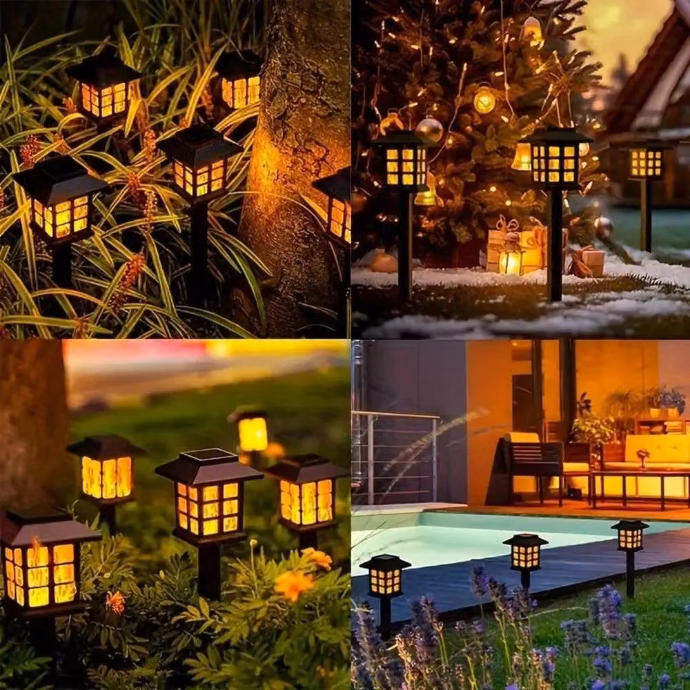 NESTLUNE Solar LED Flickering Flame Torch Stake Lights, 2 Pack, Black – 5