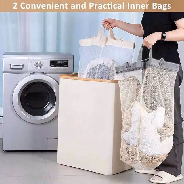EONLION Beige Collapsible 150L Laundry Hamper and XL Dirty Clothes Storage Box