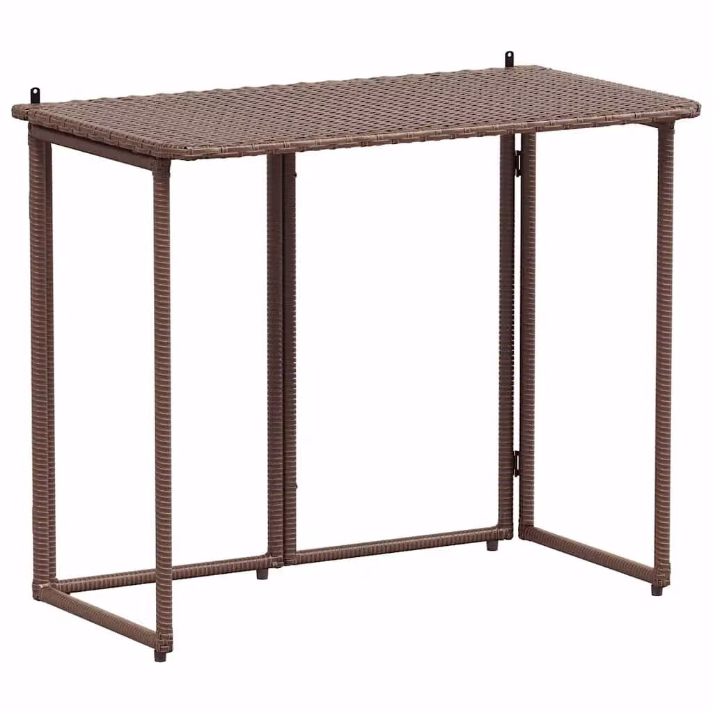 Berkfield Home Folding Garden Table in Brown Poly Rattan, W: 90 cm, D: 51 cm, H: 75 cm – 2