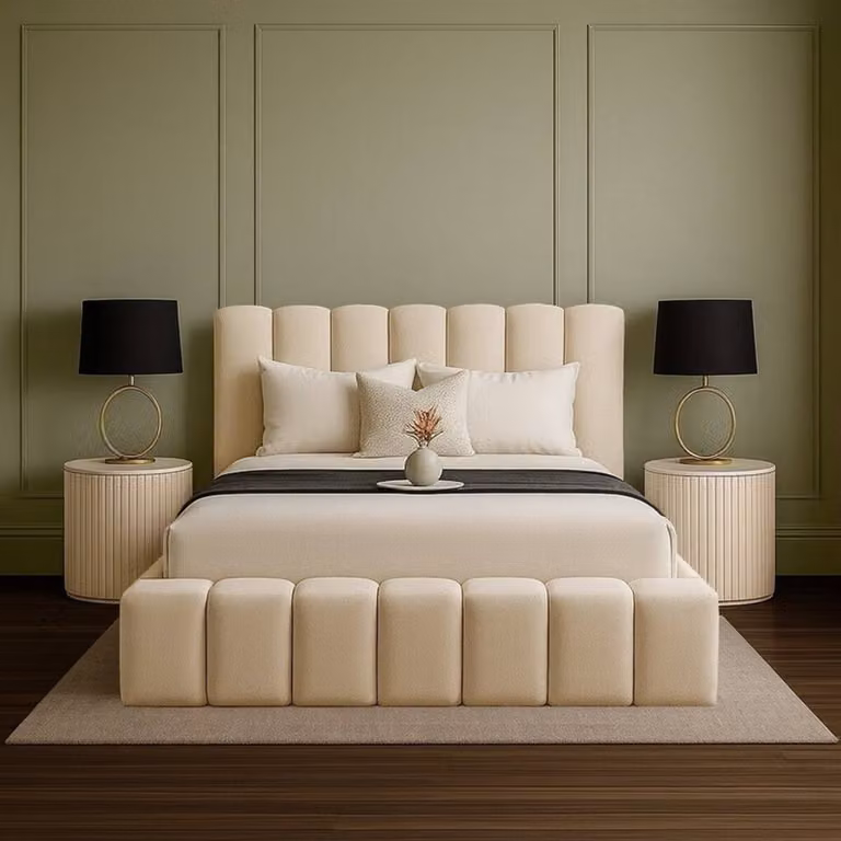 Desire Deco Daisy Ottoman Storage Bed Frame in Beige Plush Velvet with Lift-Up Base, Super King, W/D/H: 200 x 200 x 205 cm