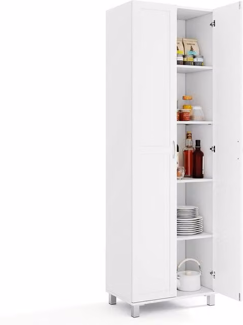Costway Modern Kitchen Storage Pantry Cabinet in Matt White