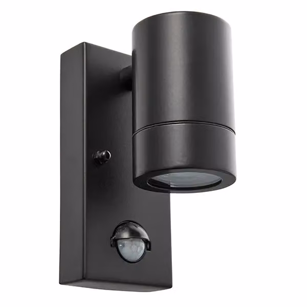 Netlighting Palin Outdoor PIR Wall Light in Matt Black with Glass and GU10 Socket, IP44 Rated – 2