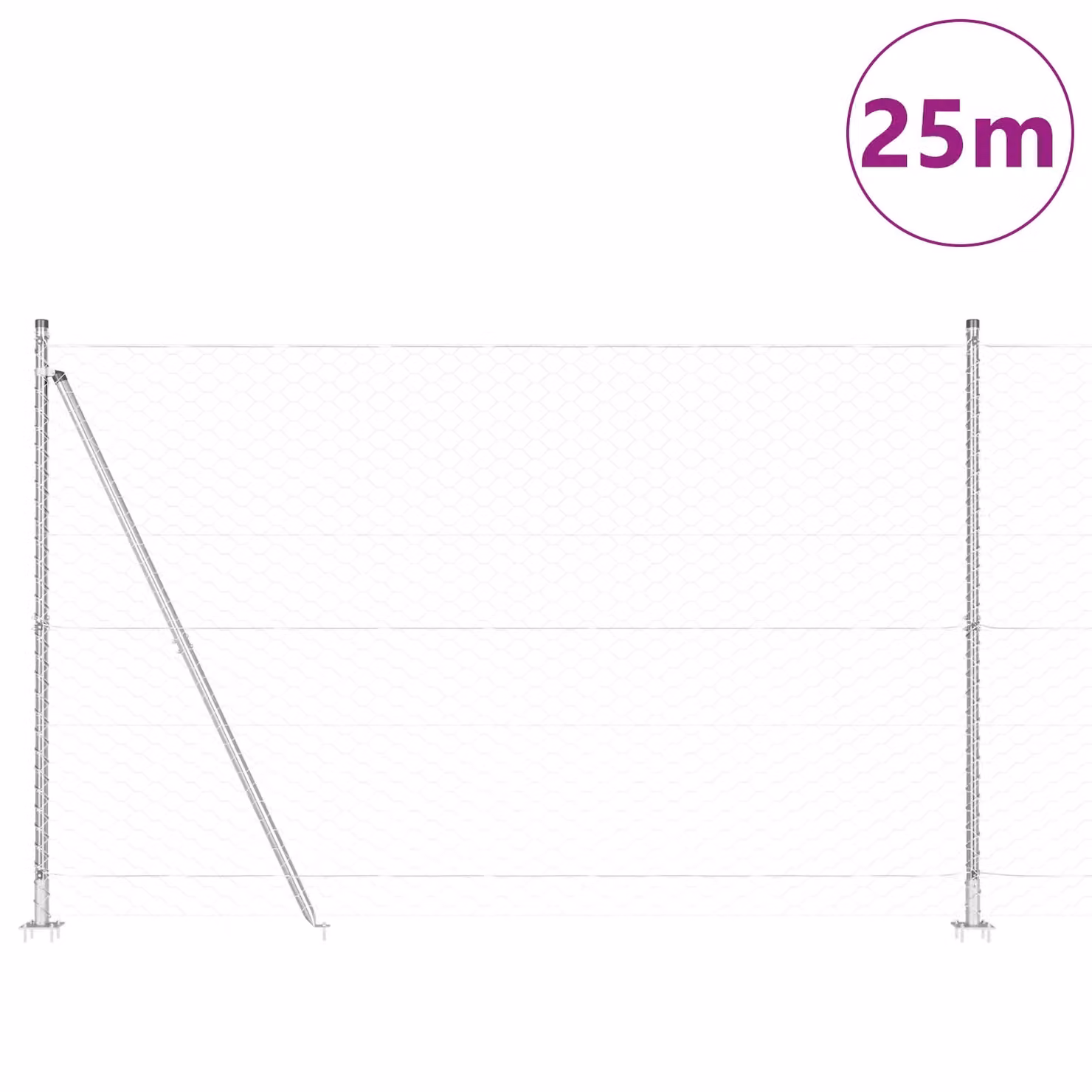 Berkfield Home Hexagon Fence in Silver Galvanised Steel, H: 140 cm x W: 25 m – 2