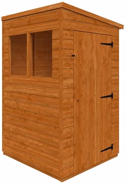 Buttercup Farm 4x4 Flex Pent Wood Garden Shed in Burnt Orange, W115 x D123.8 x H203 cm – 1